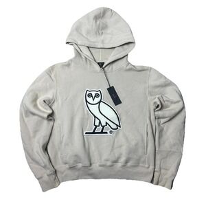 Drake OVO Octobers Very Own Big Owl Hoodie Womens Medium Beige Embroidered
